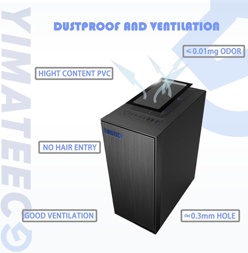 YIMATEECO فلتر غبار PC 360 مم × 120 مم فلتر شبكي مغناطيسي لمروحة تبريد الكمبيوتر / PSU / أجهزة التوجيه، غطاء فلتر تهوية مضاد للغبار لشاشة صندوق PC (PVC، 120 * 360 مم، 2 قطعة، أسود) - Image 4